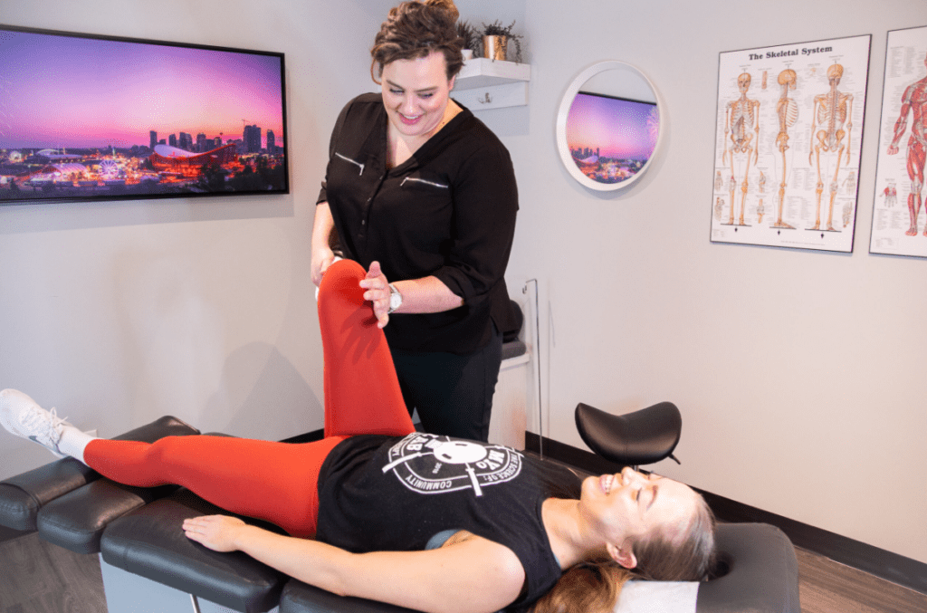 Myo lab worker treating a patient for sciatica pain